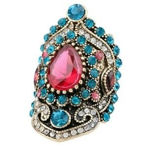 Women's Bohemian ring, Crystal ring, size 7.5